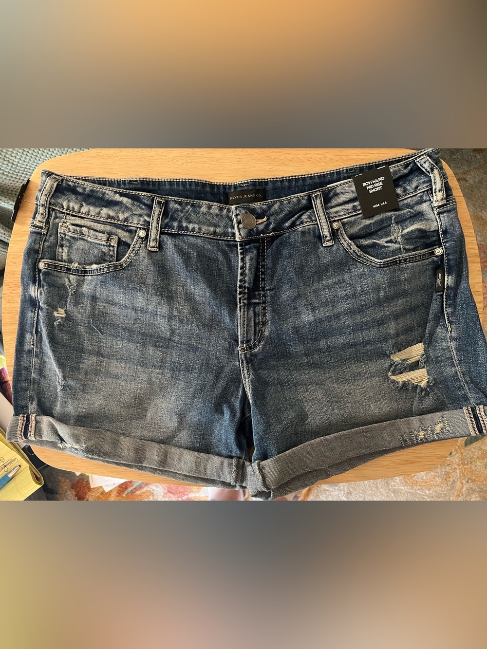 Silver Jeans Distressed Dark Blue Women's Denim Shorts